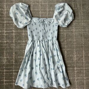 NWOT Altar'd State Blue Smocked Puff Sleeve Mini Dress